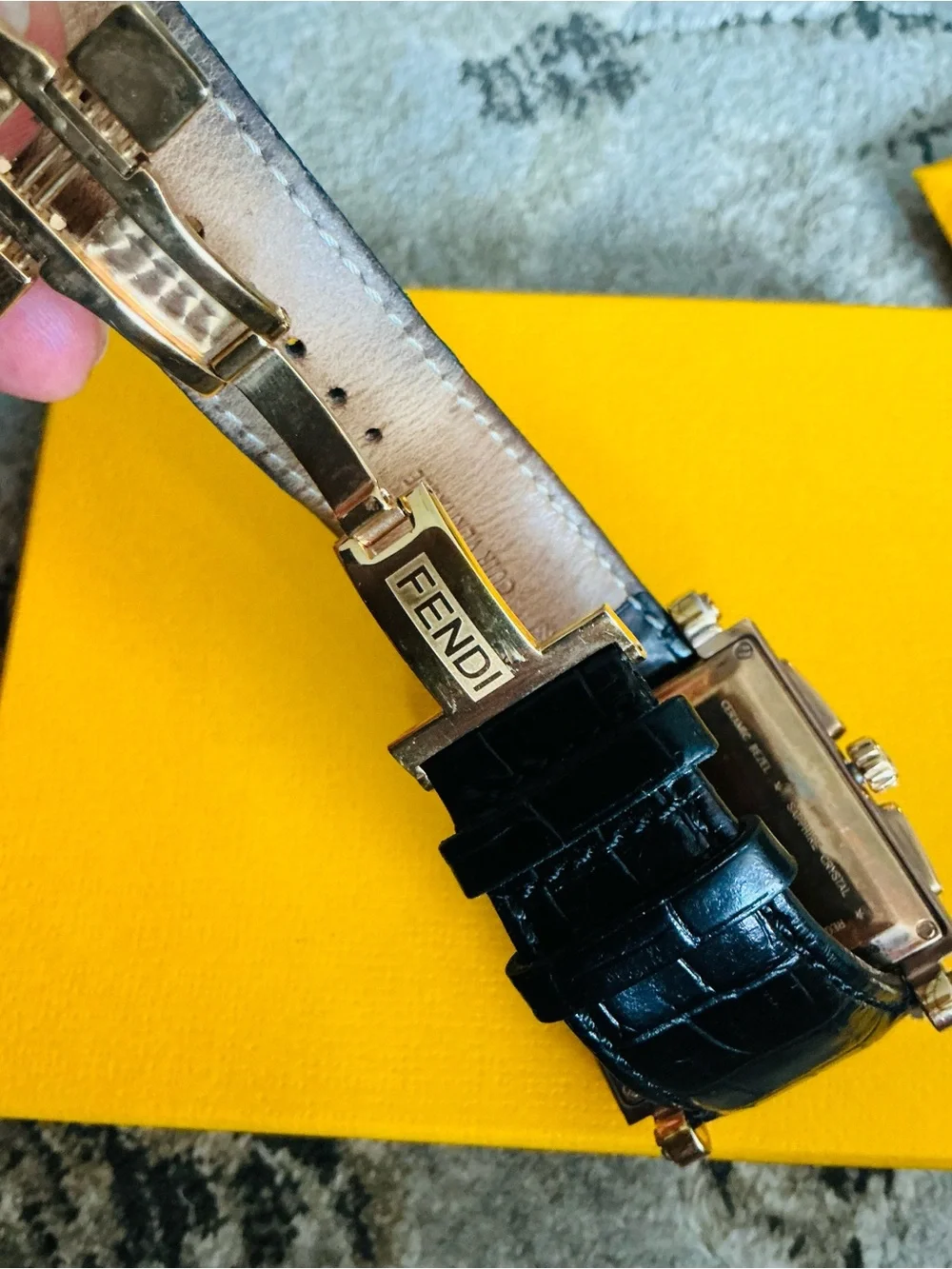 Authentic FENDI QUADRO CHRONOGRAPH DRESS watch w box and card 🔥🔥
